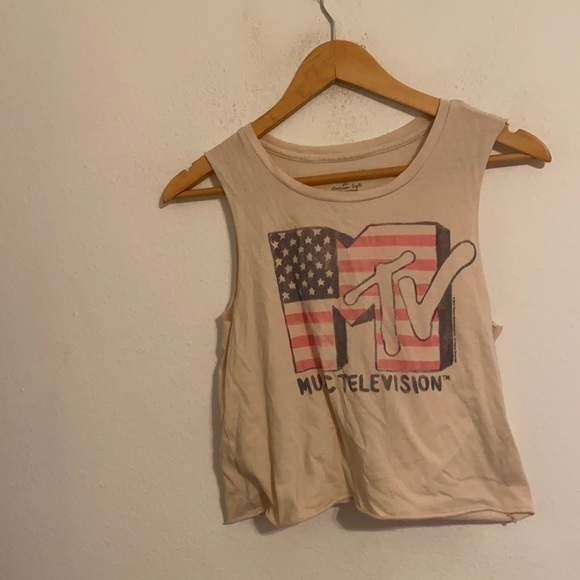 AMERICAN EAGLE MTV TAN USA THEME TANK SIZE SMALL - Picture 1 of 4